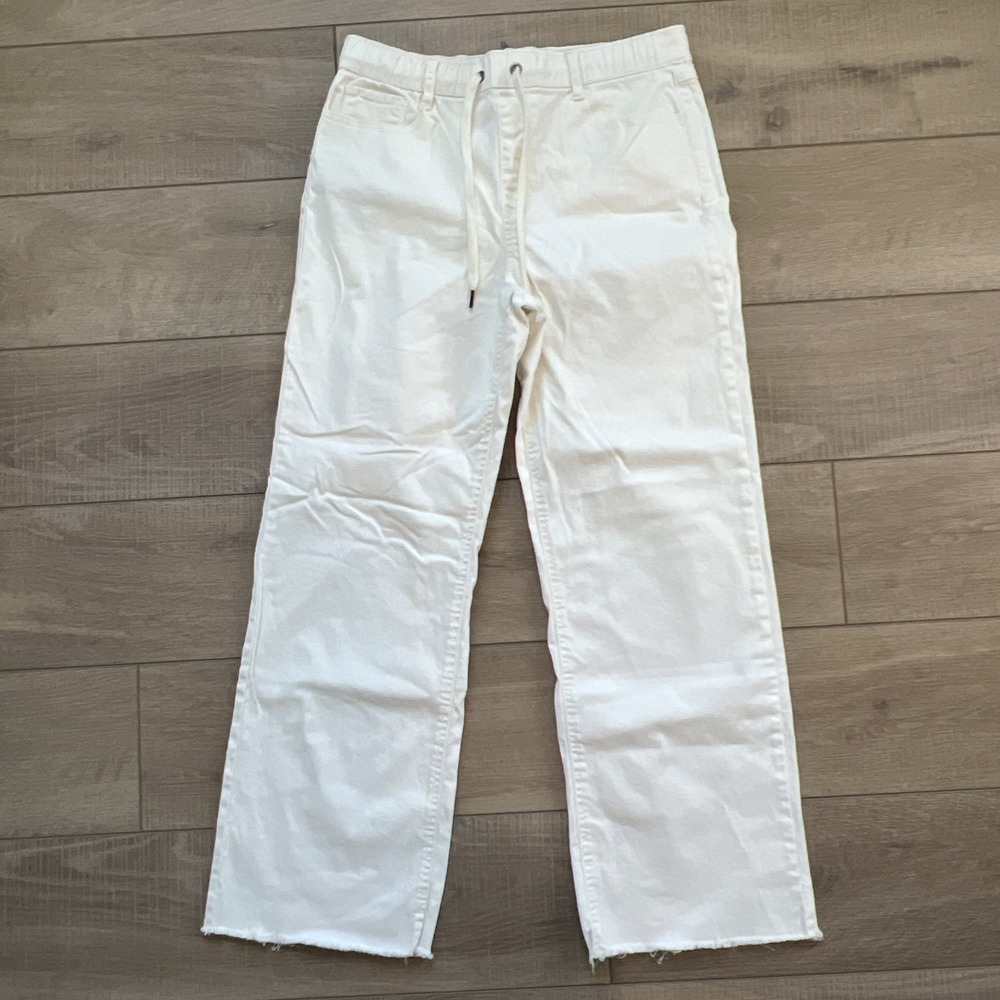 Sincerely Jules Pants Ivory Cream Wide Leg Drawstring Pull-on Womens Size Large